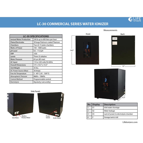 Life Ionizer LC-30 Commercial Water Ionizer-Extreme Wellness Supply